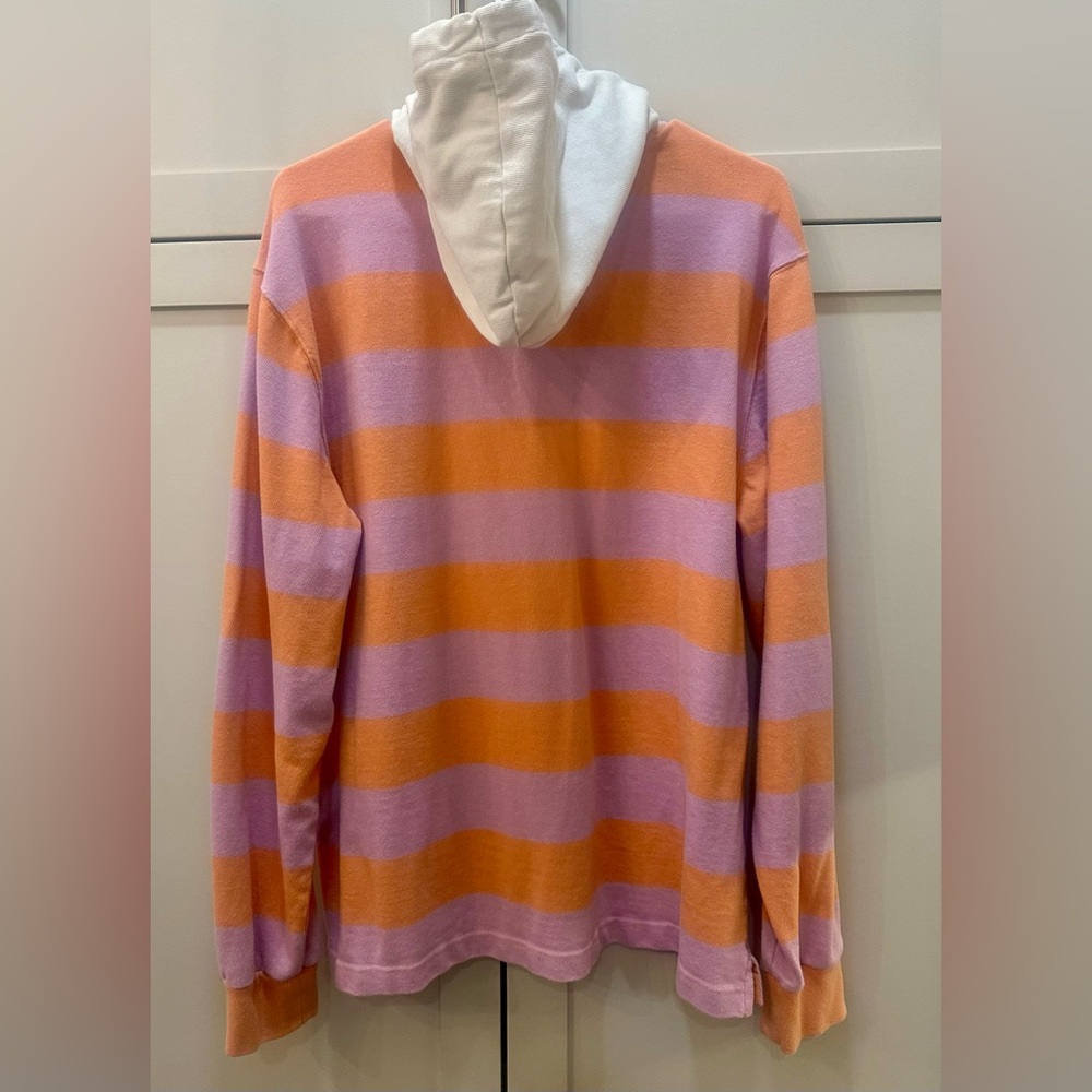 Free Assembly Striped Pastel Rugby Hoodie with Drawstring Hood- L - Picture 7 of 9